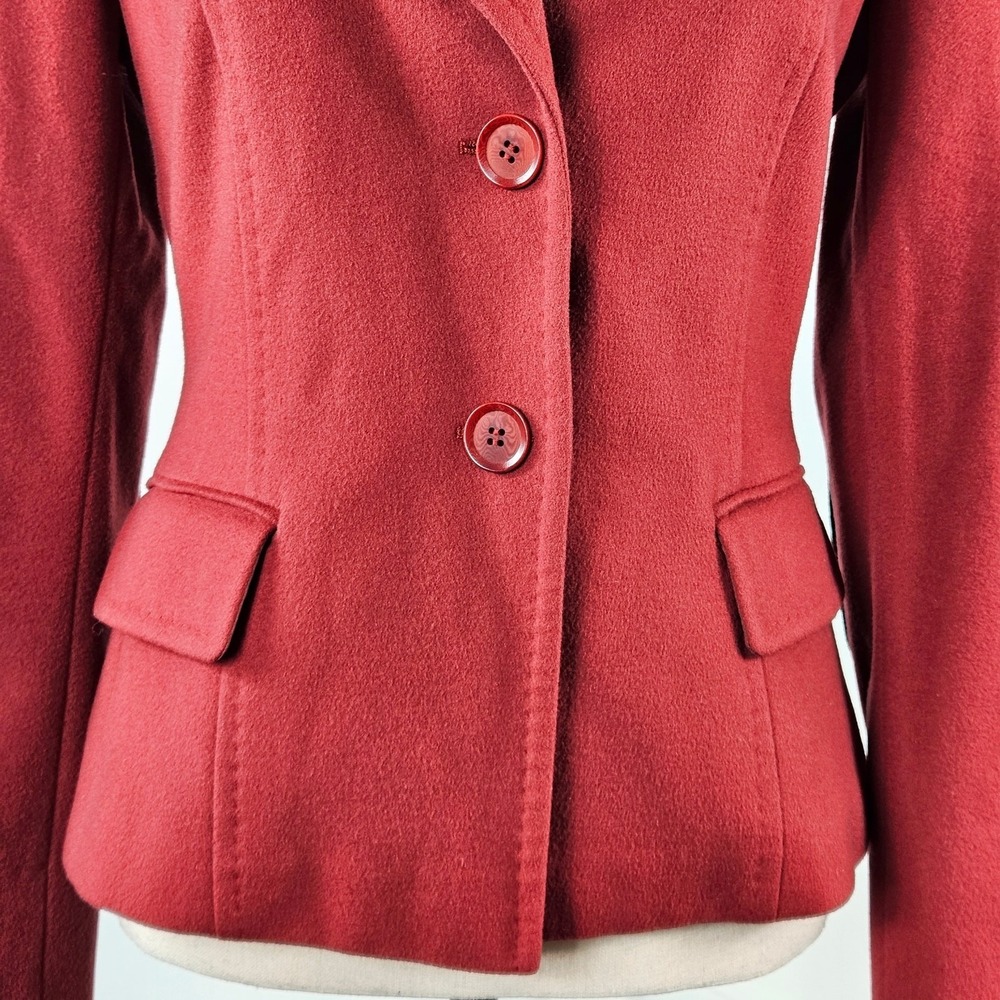 Max Mara Red Wool Fall Winter Blazer Jacket Elbow Patches Women's 8 | FLAW - Picture 6 of 16